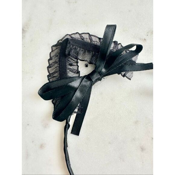 Adorable black lace with bow kitty cat Halloween ears